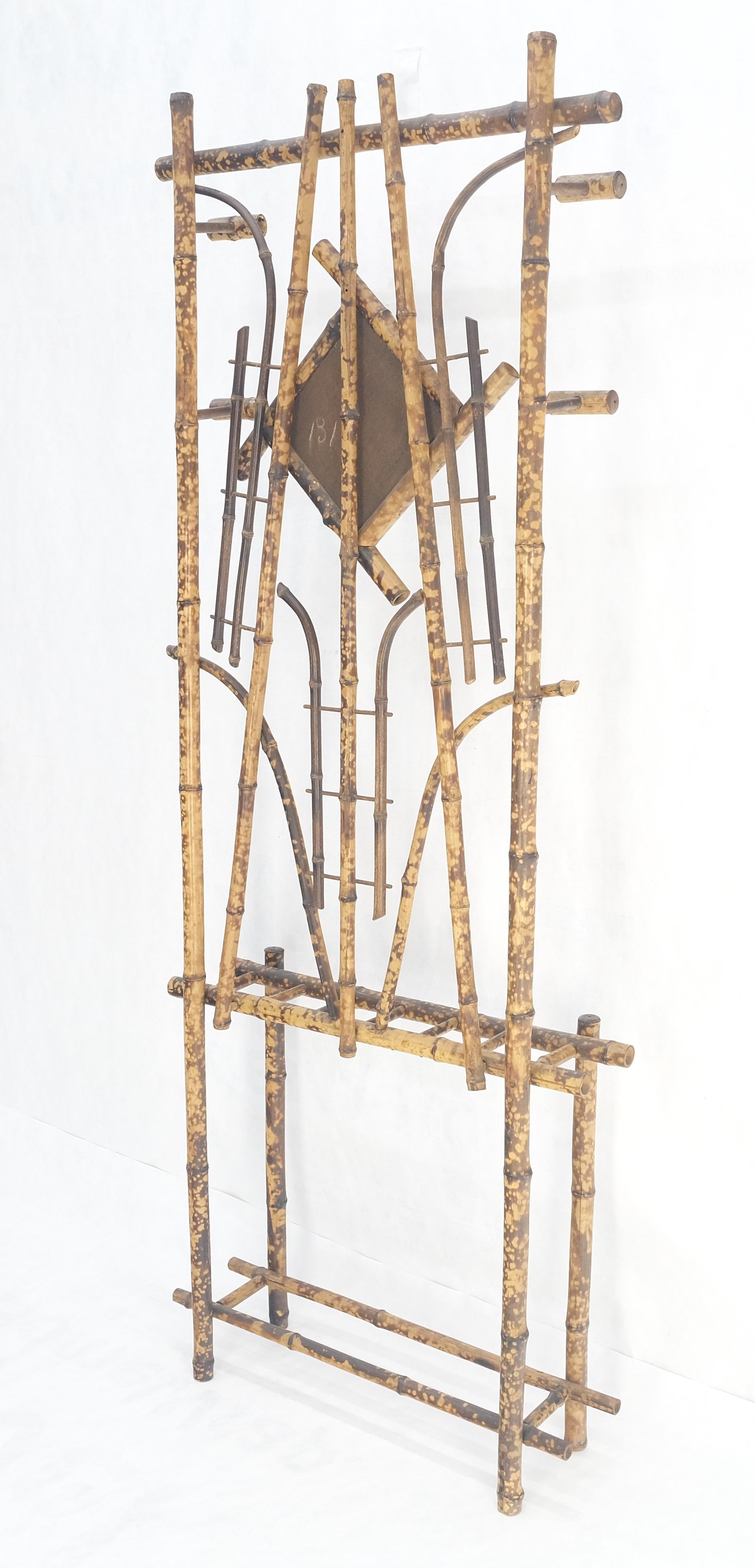 EstablishedLines Burnt Bamboo Decorative Wall Coat Rack Mirror Umbrella Stand MINT!