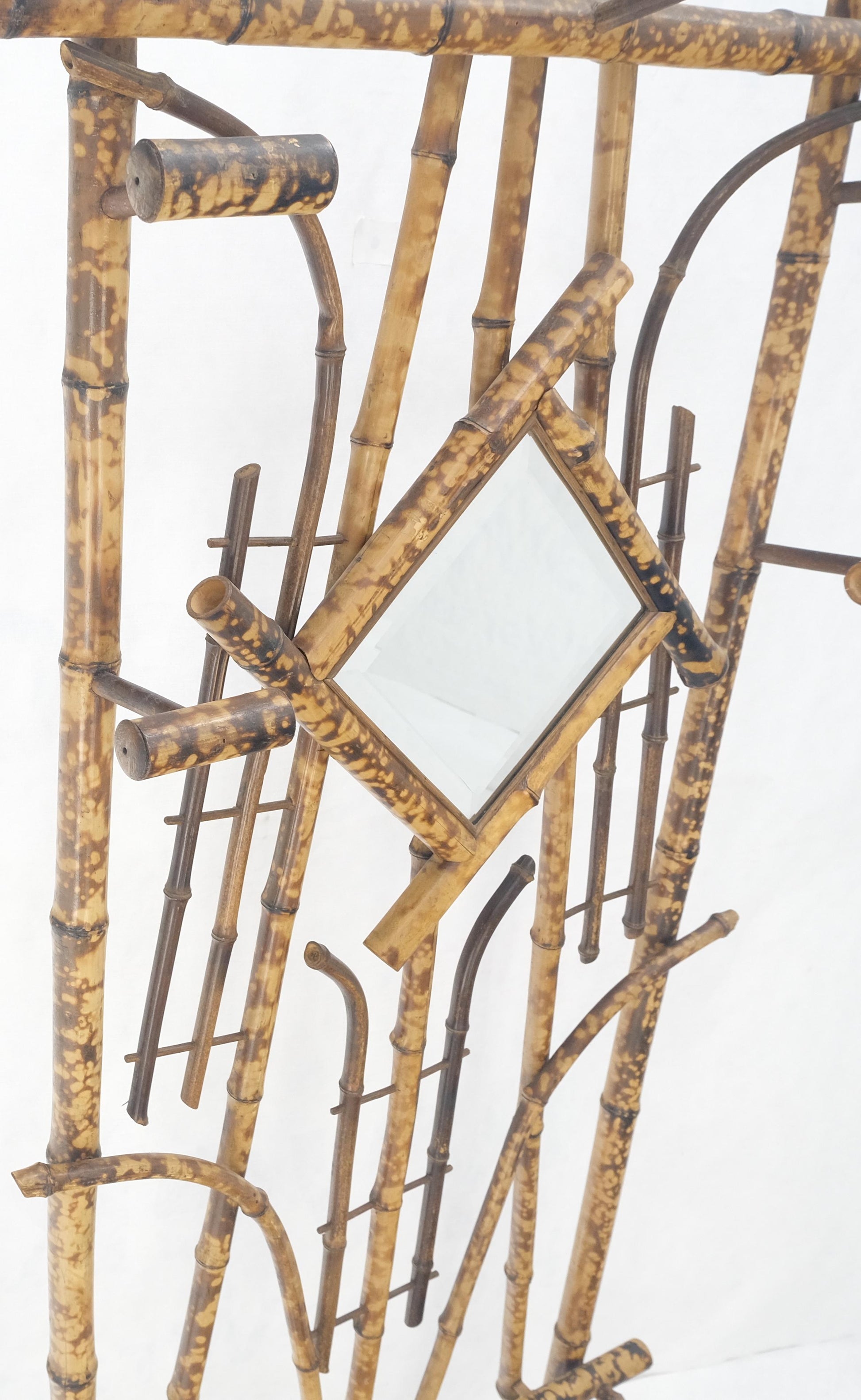 EstablishedLines Burnt Bamboo Decorative Wall Coat Rack Mirror Umbrella Stand MINT!