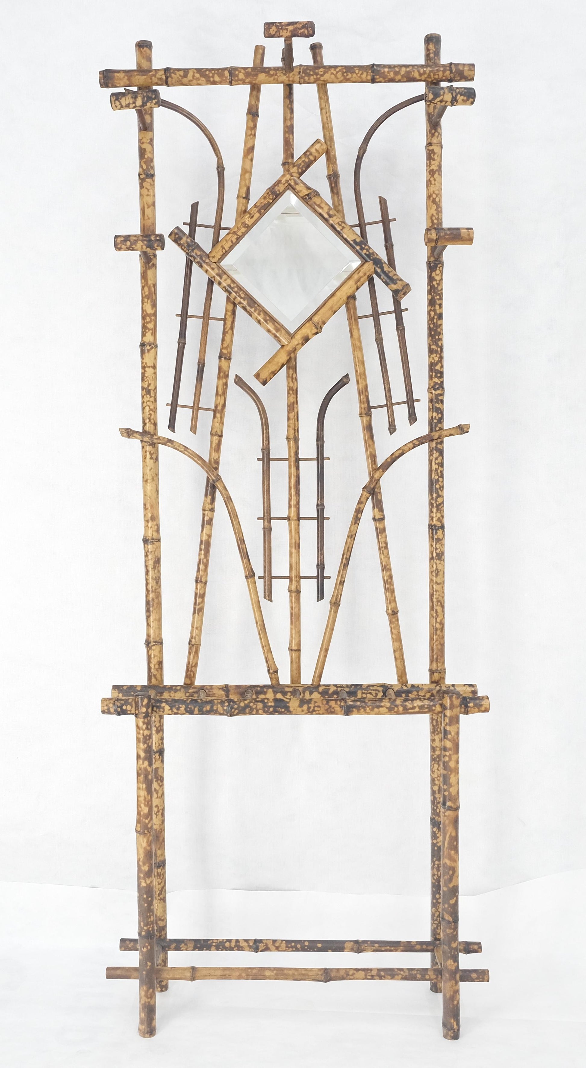 EstablishedLines Burnt Bamboo Decorative Wall Coat Rack Mirror Umbrella Stand MINT!
