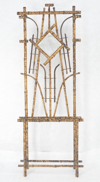 EstablishedLines Burnt Bamboo Decorative Wall Coat Rack Mirror Umbrella Stand MINT!