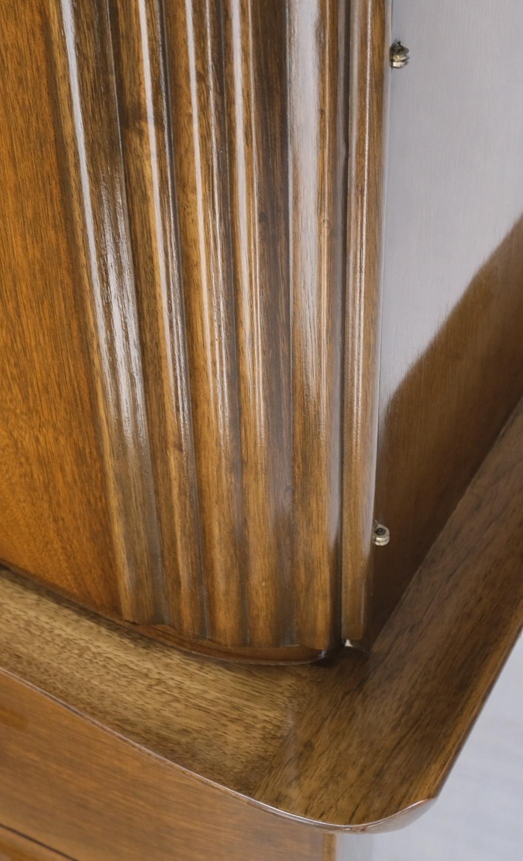 EstablishedLines Light Walnut Bow Front Drawers Long Brass Pull Hardware Gentleman's Chest Mint