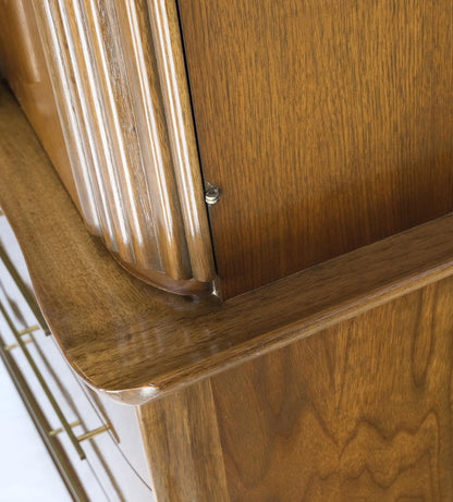 EstablishedLines Light Walnut Bow Front Drawers Long Brass Pull Hardware Gentleman's Chest Mint
