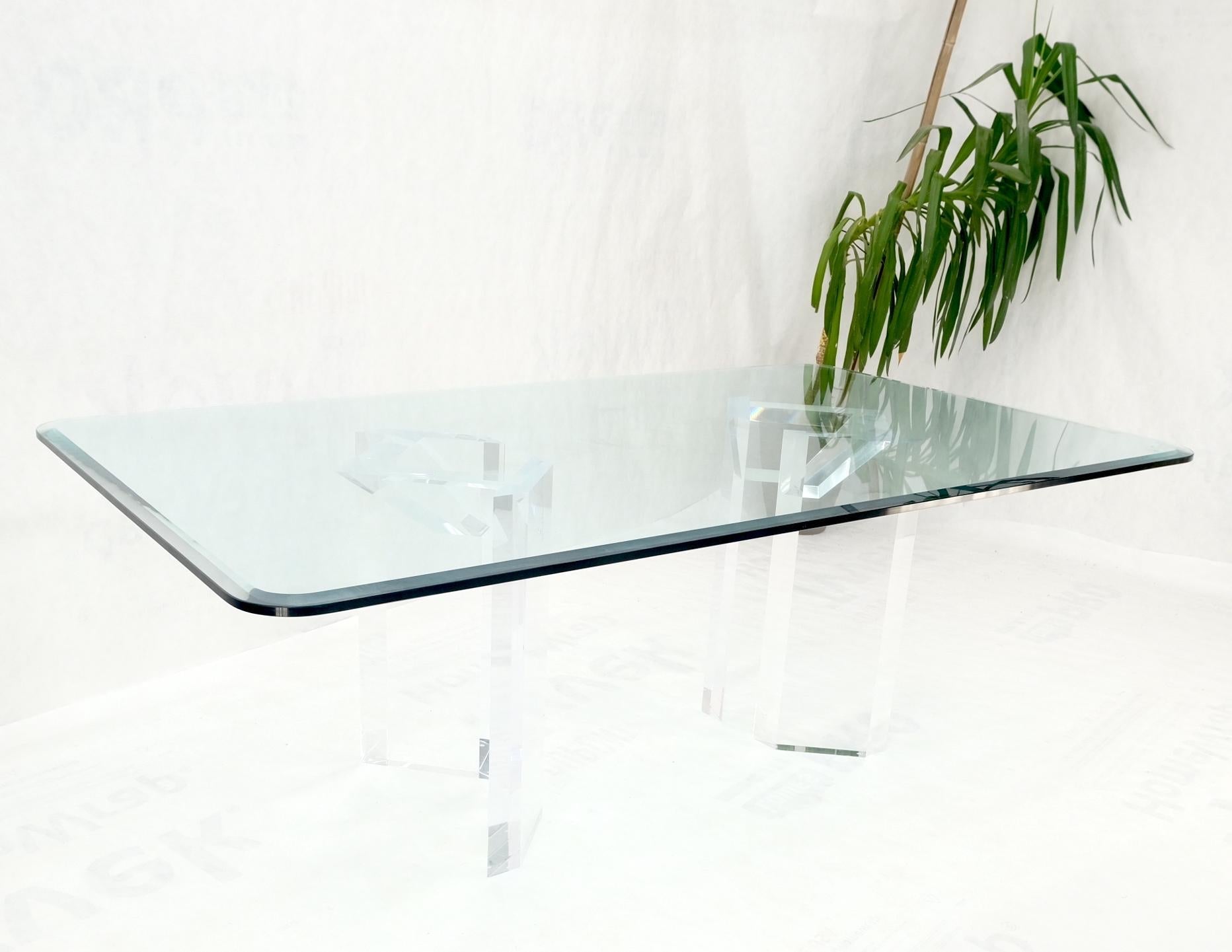 EstablishedLines Magnificent Lucite Pedestals Base Glass Top Dining Conference Table 7' Long