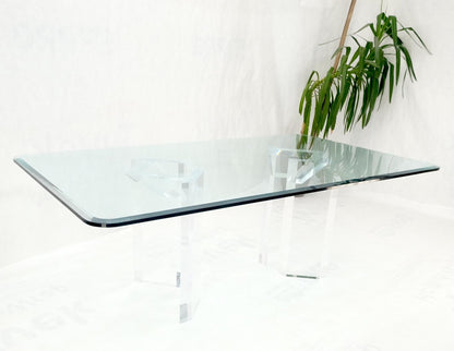 EstablishedLines Magnificent Lucite Pedestals Base Glass Top Dining Conference Table 7' Long