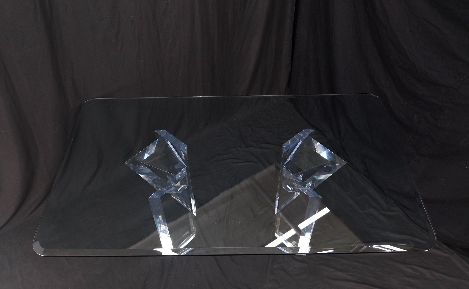 EstablishedLines Magnificent Lucite Pedestals Base Glass Top Dining Conference Table 7' Long