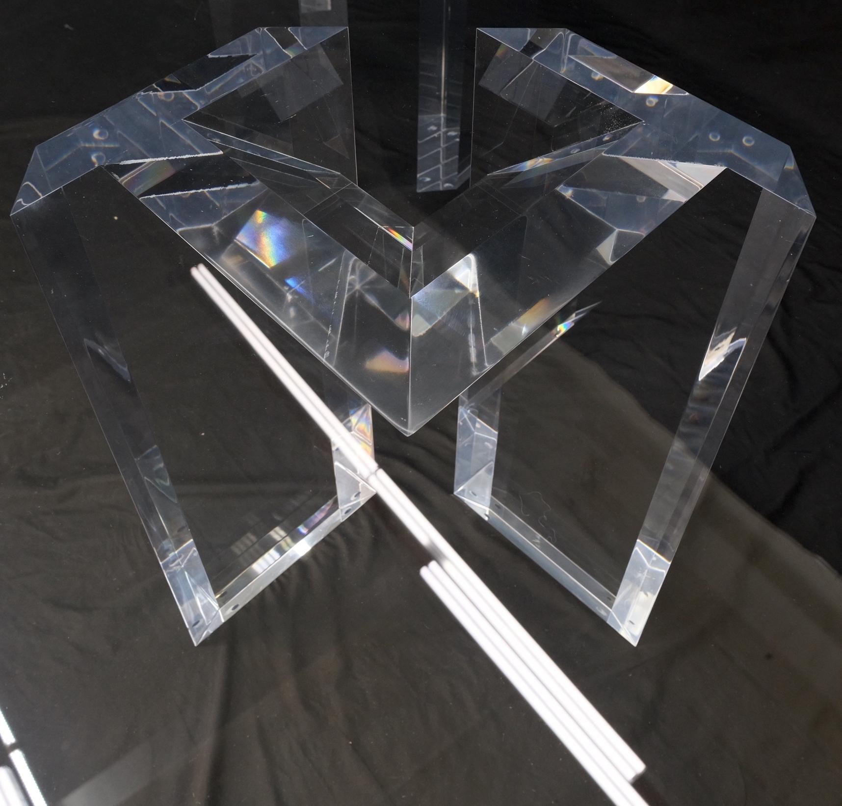 EstablishedLines Magnificent Lucite Pedestals Base Glass Top Dining Conference Table 7' Long
