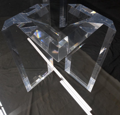 EstablishedLines Magnificent Lucite Pedestals Base Glass Top Dining Conference Table 7' Long
