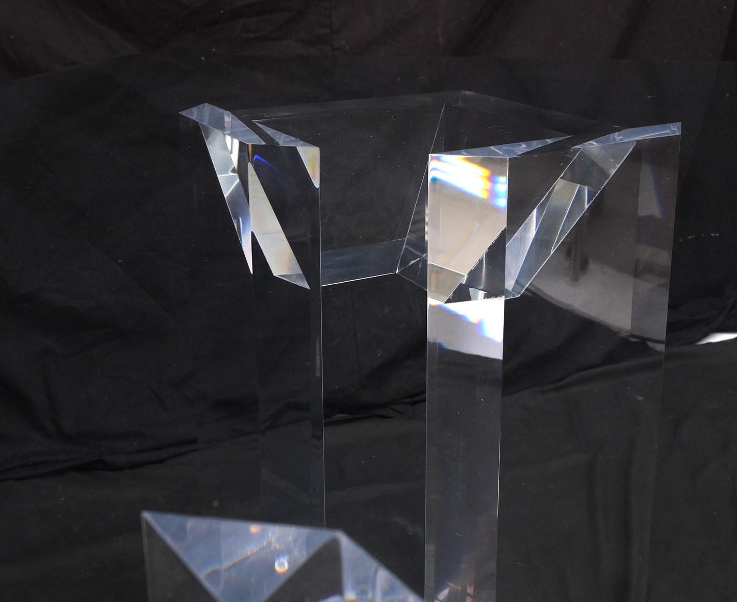 EstablishedLines Magnificent Lucite Pedestals Base Glass Top Dining Conference Table 7' Long