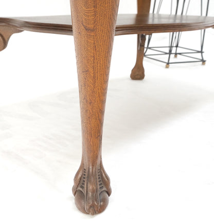 Art Nouveau Style Carved Faces Ball & Claw Feet Rounded Oak Desk Writing Table