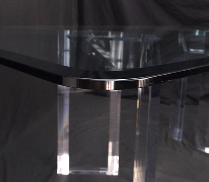 EstablishedLines Magnificent Lucite Pedestals Base Glass Top Dining Conference Table 7' Long