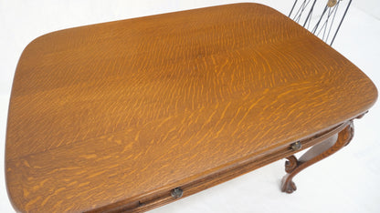 Art Nouveau Style Carved Faces Ball & Claw Feet Rounded Oak Desk Writing Table