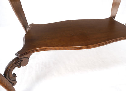 Art Nouveau Style Carved Faces Ball & Claw Feet Rounded Oak Desk Writing Table