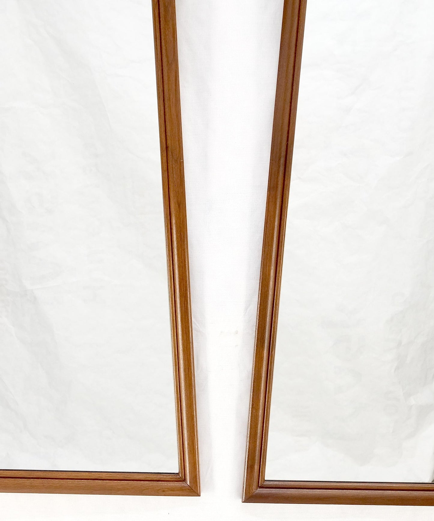 EstablishedLines Pair of Mid Century Modern Walnut Pyramid Shape Walnut Wall Mirrors MINT!