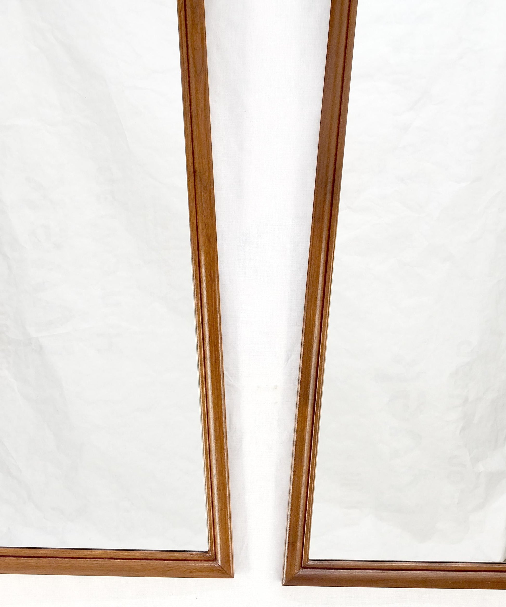 EstablishedLines Pair of Mid Century Modern Walnut Pyramid Shape Walnut Wall Mirrors MINT!