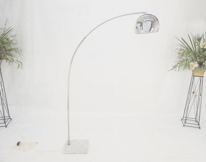 EstablishedLines Crome Globe Marble Base Italian Mid Century Modern Adjustable Arco Floor Lamp