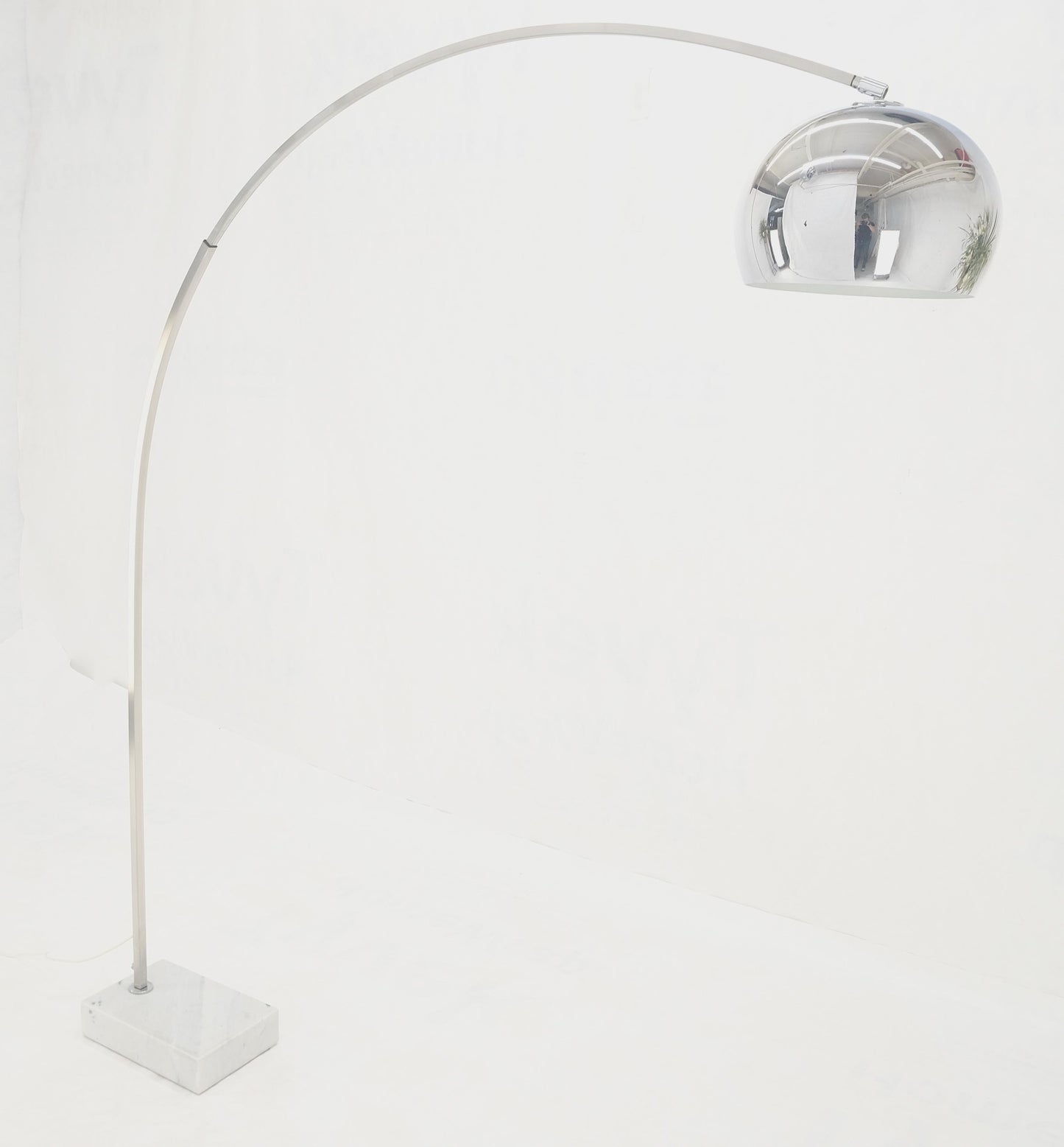 EstablishedLines Crome Globe Marble Base Italian Mid Century Modern Adjustable Arco Floor Lamp