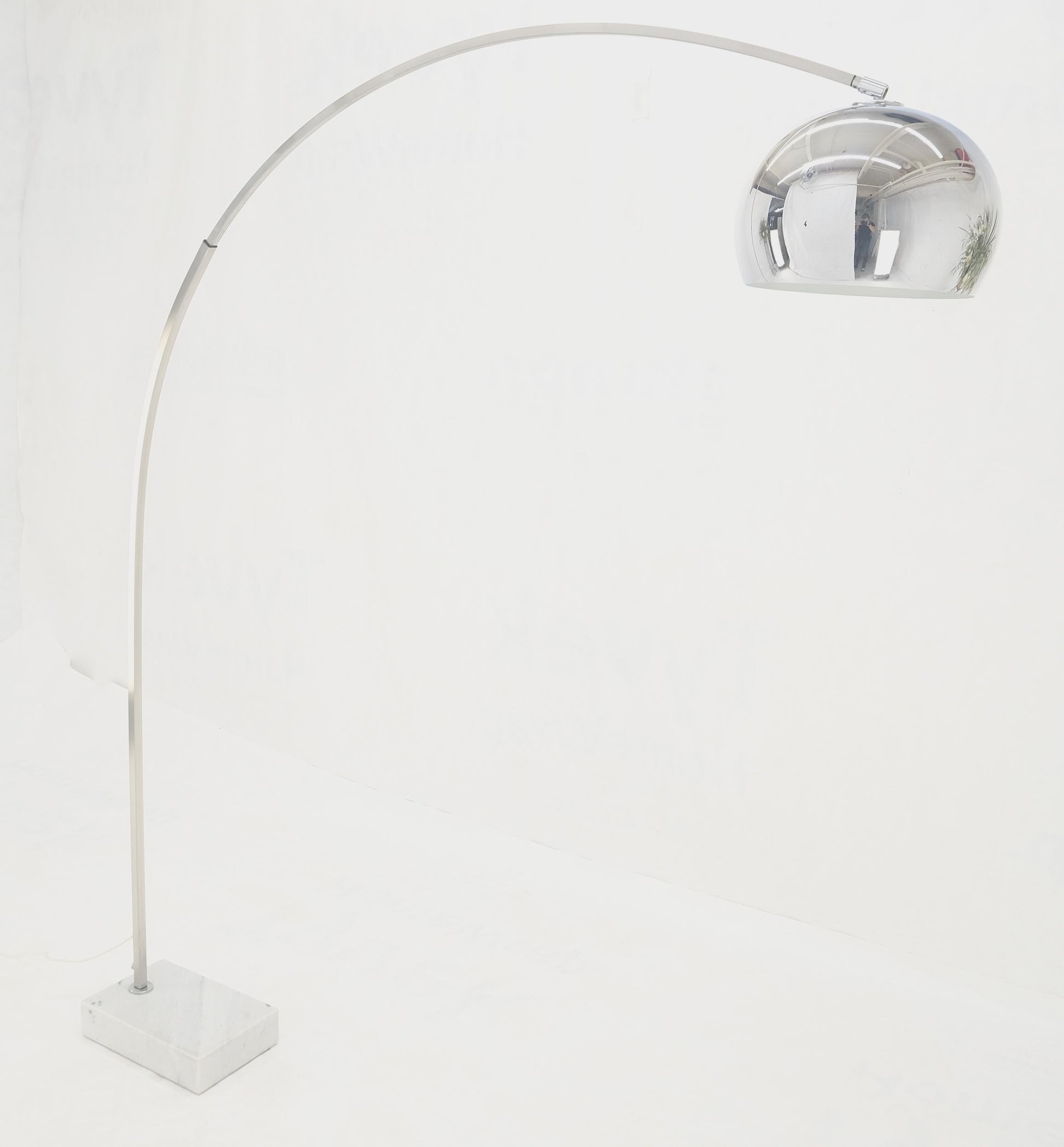 EstablishedLines Crome Globe Marble Base Italian Mid Century Modern Adjustable Arco Floor Lamp