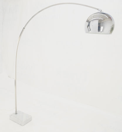EstablishedLines Crome Globe Marble Base Italian Mid Century Modern Adjustable Arco Floor Lamp