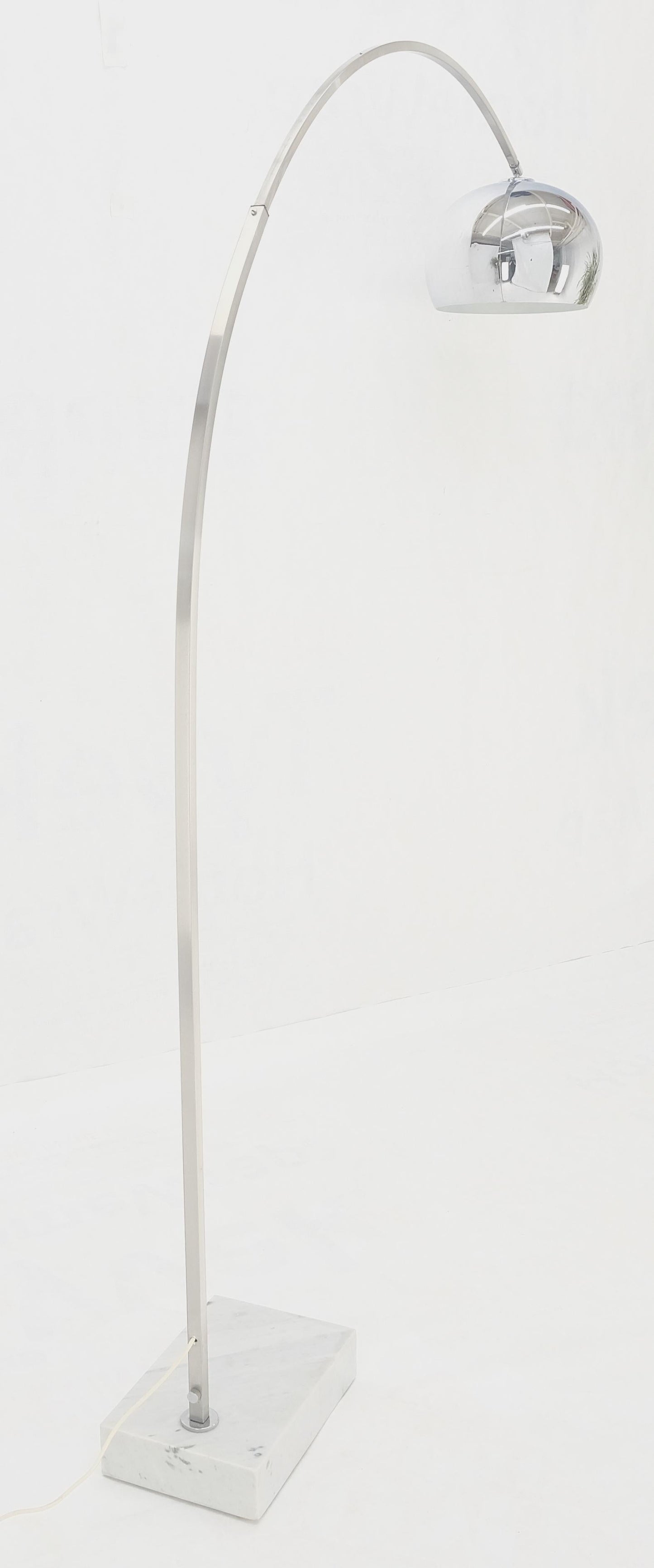 EstablishedLines Crome Globe Marble Base Italian Mid Century Modern Adjustable Arco Floor Lamp