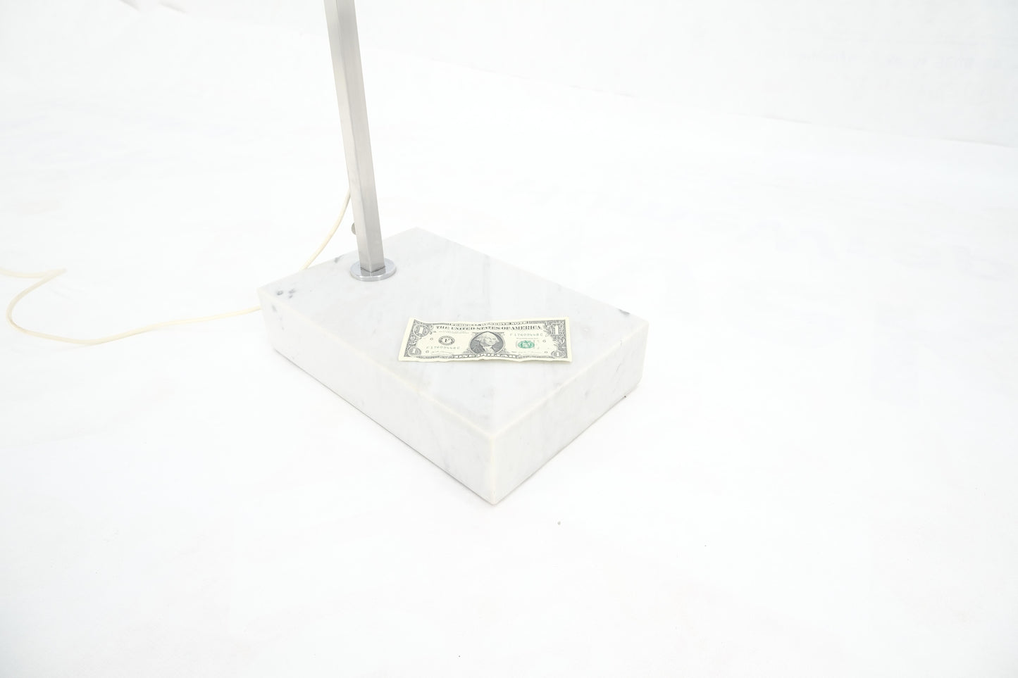 EstablishedLines Crome Globe Marble Base Italian Mid Century Modern Adjustable Arco Floor Lamp