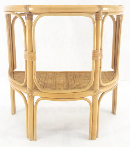 Mid Century Modern Demilune Rattan Cane Bamboo Two Tier Wall Console Table MINT