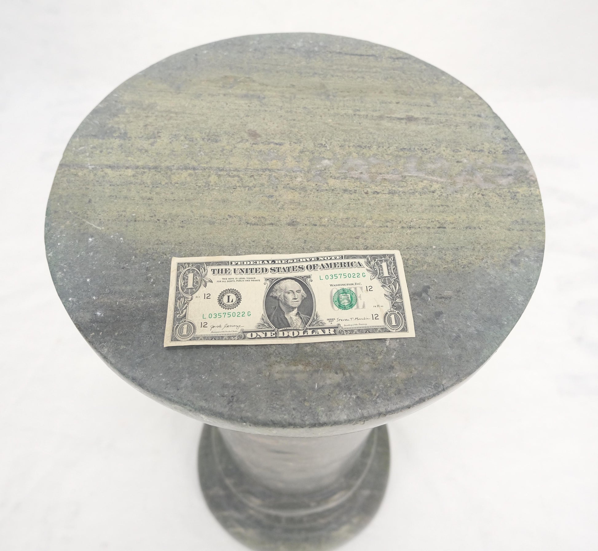 EstablishedLines Large 15" Diameter Turned Marble Pedestal MINT