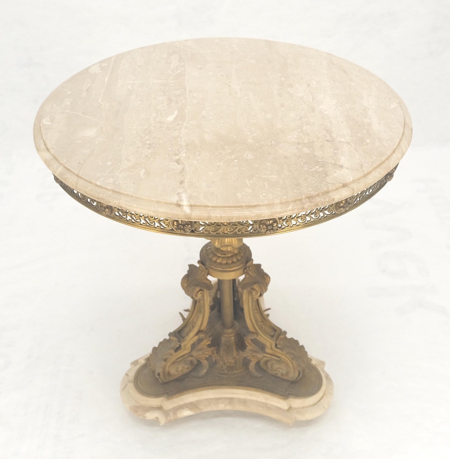 EstablishedLines Marble & Bronze Base Fine Gueridon Side End Lamp Stand Mint