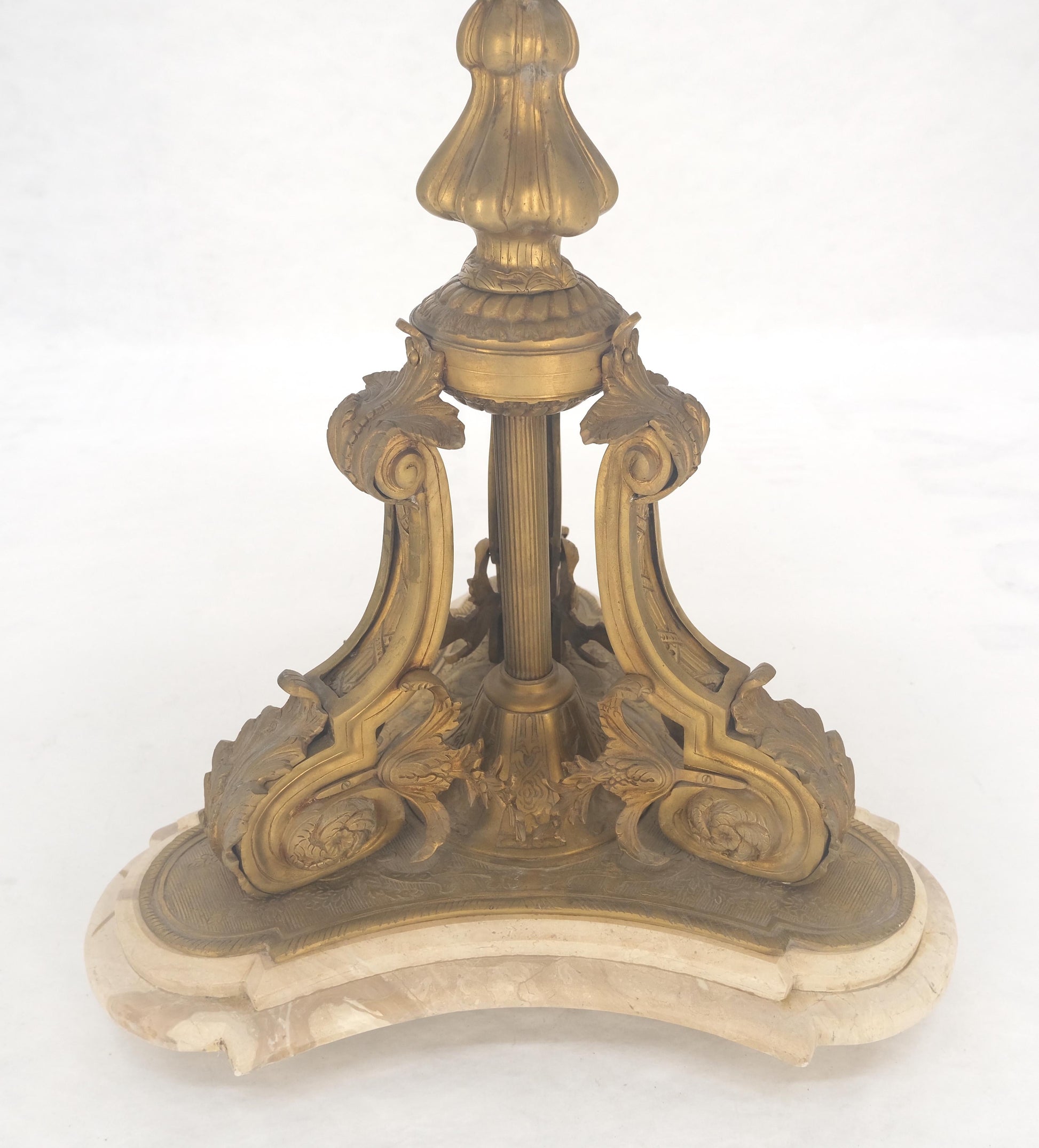 EstablishedLines Marble & Bronze Base Fine Gueridon Side End Lamp Stand Mint