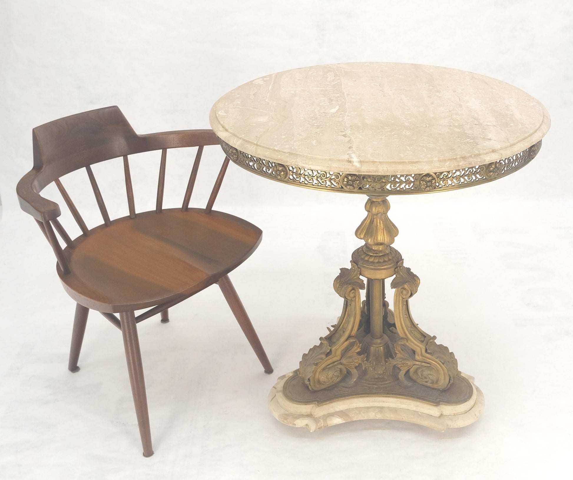 EstablishedLines Marble & Bronze Base Fine Gueridon Side End Lamp Stand Mint