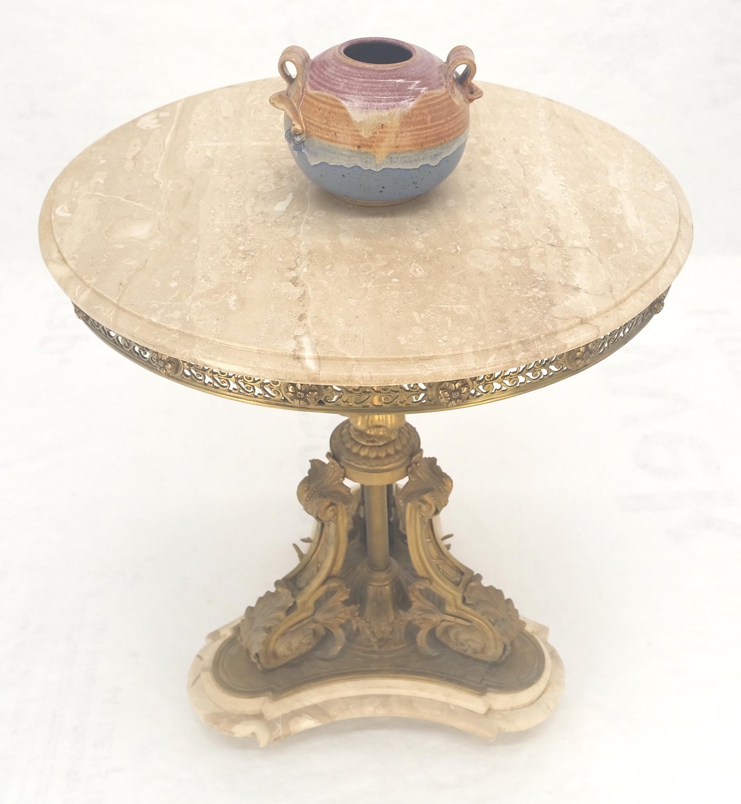 EstablishedLines Marble & Bronze Base Fine Gueridon Side End Lamp Stand Mint