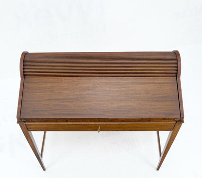 EstablishedLines Petit Roll Top Mahogany Mechanical Desk Writing Table Tapered Legs Mid Century
