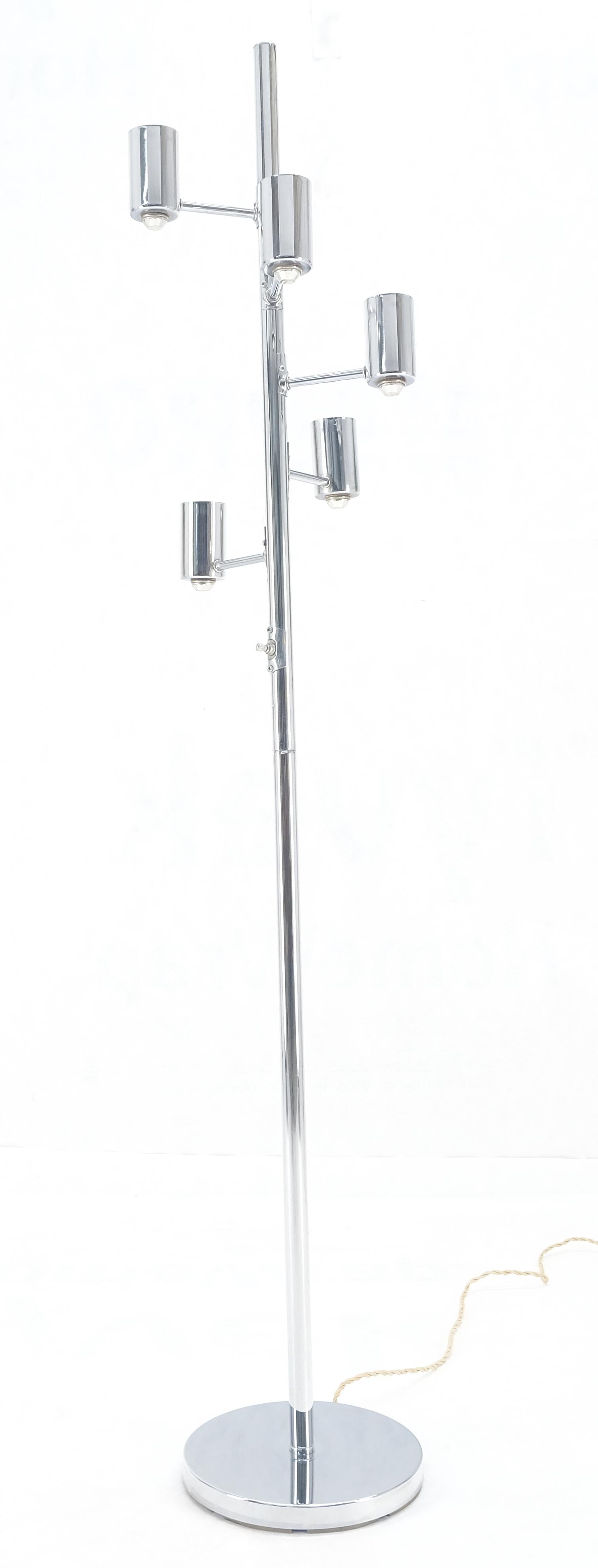 EstablishedLines Mid Century Modern Chrome Spiral Arranged Five Globes Floor lamp Light Fixture