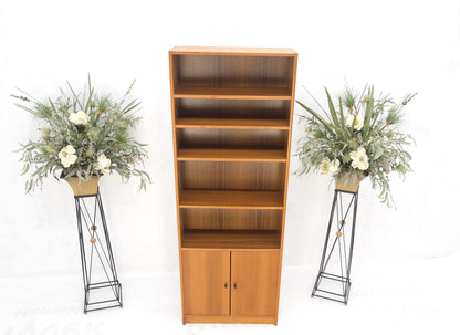 Tall Danish Teak Mid-Century Modern Bookcase Adjustable Shelves 2 Door Compartme