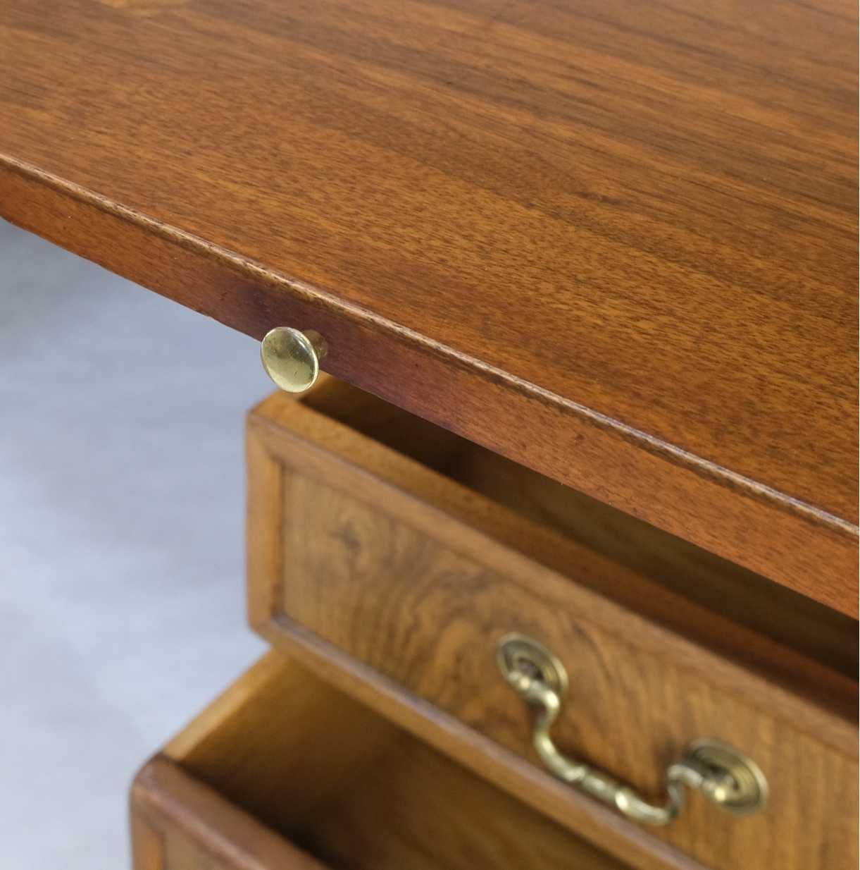 EstablishedLines Large Deep Walnut 9 Drawers Partners Style Antique Desk Brass Pulls Table Mint