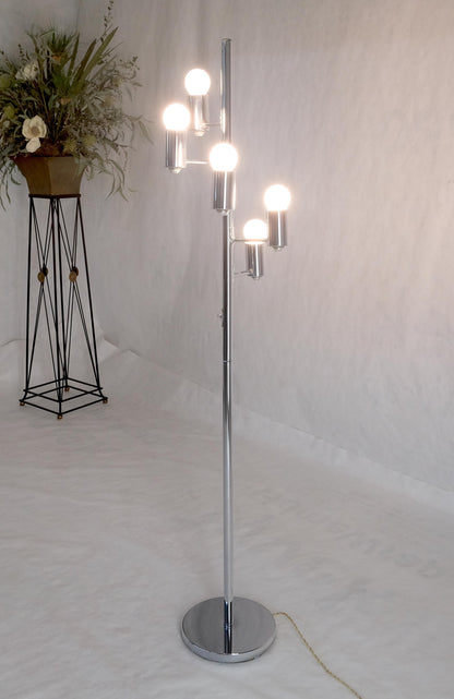 Mid Century Modern Chrome Spiral Arranged Five Globes Floor lamp Light Fixture