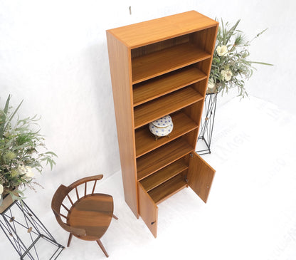 Tall Danish Teak Mid-Century Modern Bookcase Adjustable Shelves 2 Door Compartme