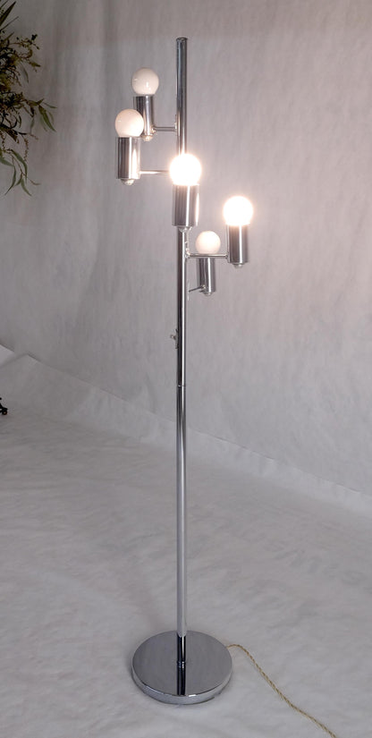 Mid Century Modern Chrome Spiral Arranged Five Globes Floor lamp Light Fixture