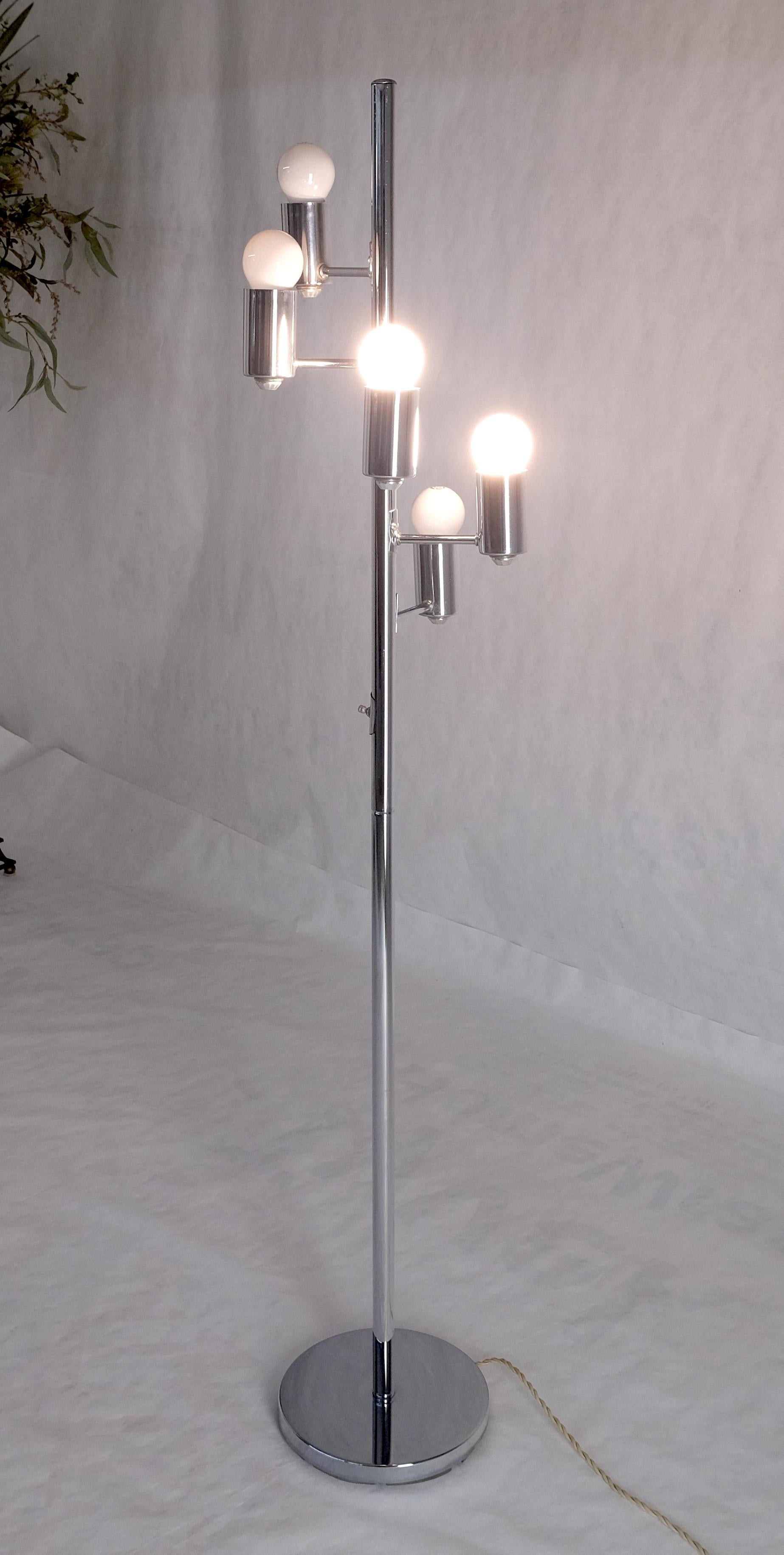 EstablishedLines Mid Century Modern Chrome Spiral Arranged Five Globes Floor lamp Light Fixture