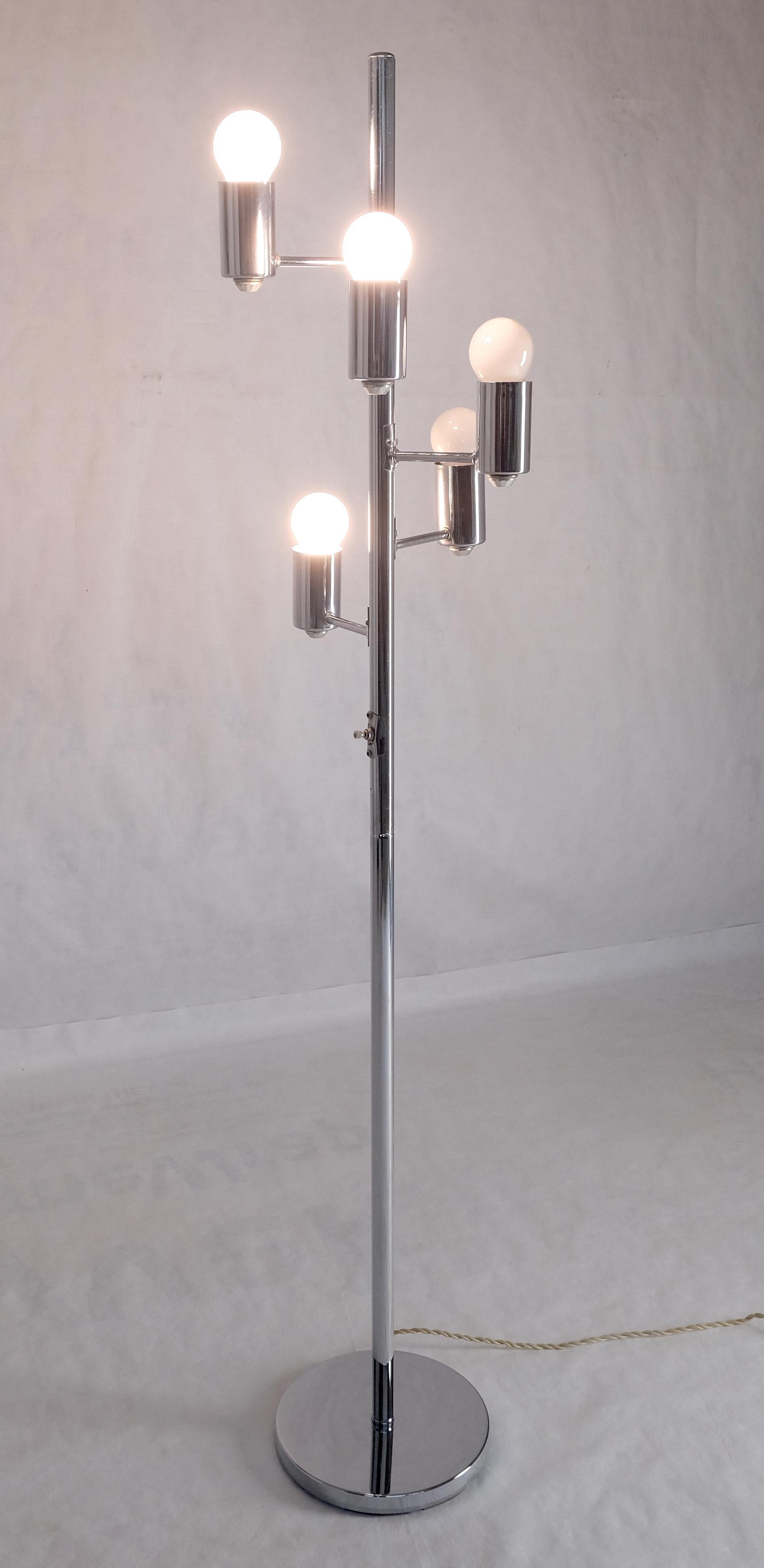 EstablishedLines Mid Century Modern Chrome Spiral Arranged Five Globes Floor lamp Light Fixture