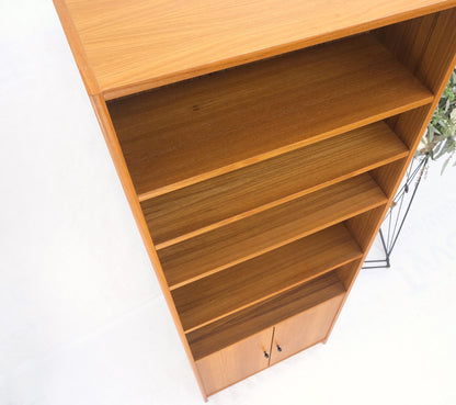 Tall Danish Teak Mid-Century Modern Bookcase Adjustable Shelves 2 Door Compartme