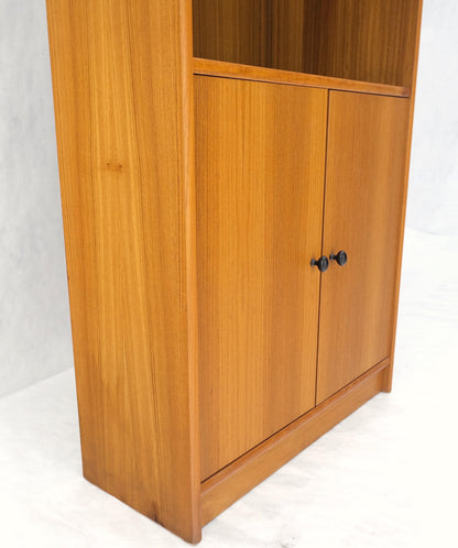 Tall Danish Teak Mid-Century Modern Bookcase Adjustable Shelves 2 Door Compartme