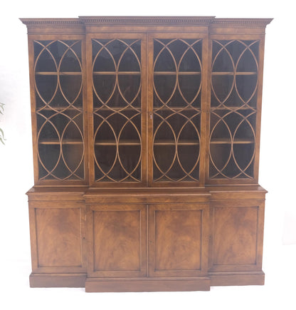 EstablishedLines Large Wide Mahogany Individual Bubble Glass Panes Doors Breakfront China Cabinet