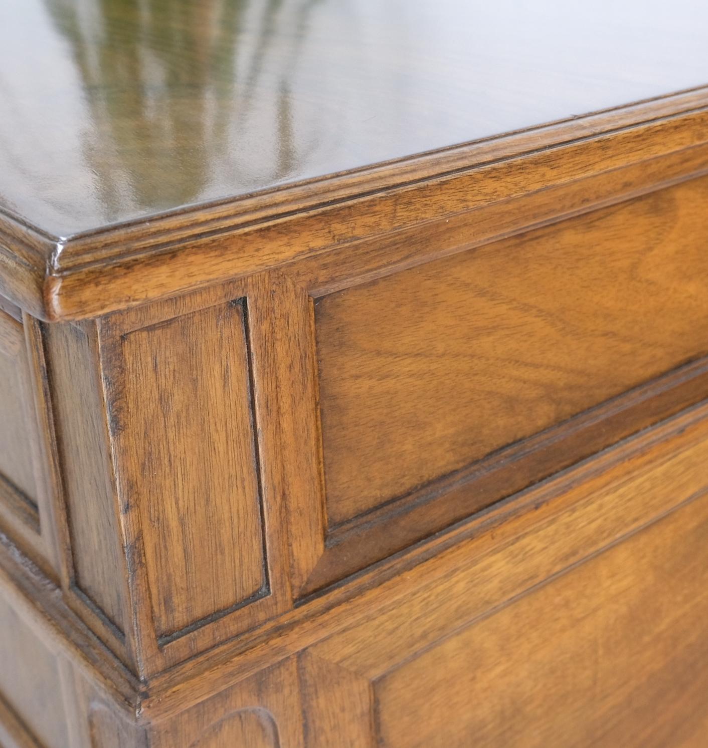 EstablishedLines Large Deep Walnut 9 Drawers Partners Style Antique Desk Brass Pulls Table Mint