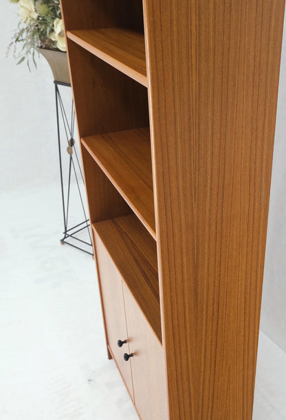 Tall Danish Teak Mid-Century Modern Bookcase Adjustable Shelves 2 Door Compartme