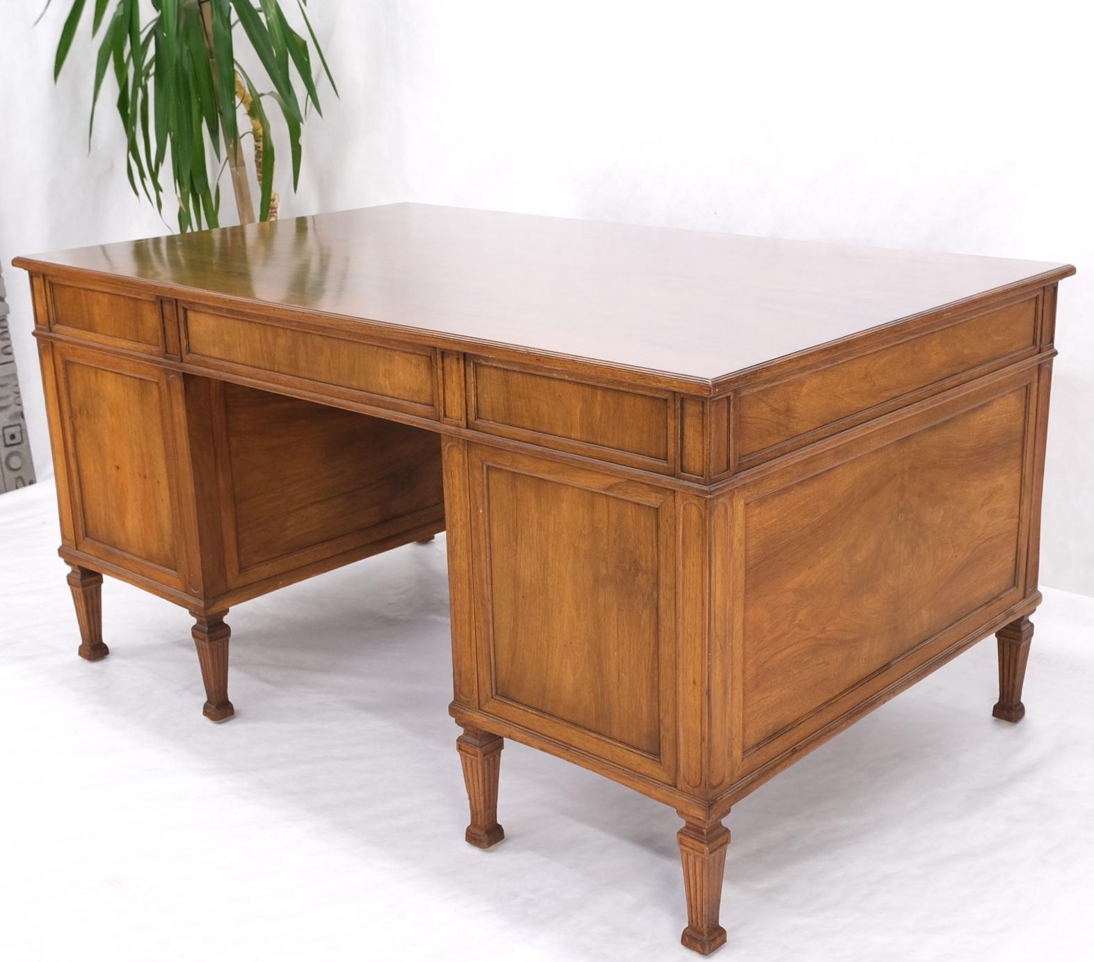 EstablishedLines Large Deep Walnut 9 Drawers Partners Style Antique Desk Brass Pulls Table Mint