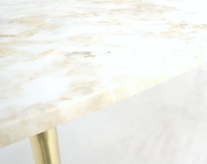 EstablishedLines Pair of Asymmetrical Wedge Two Tier Marble Top Tapered Brass Legs Side End Table