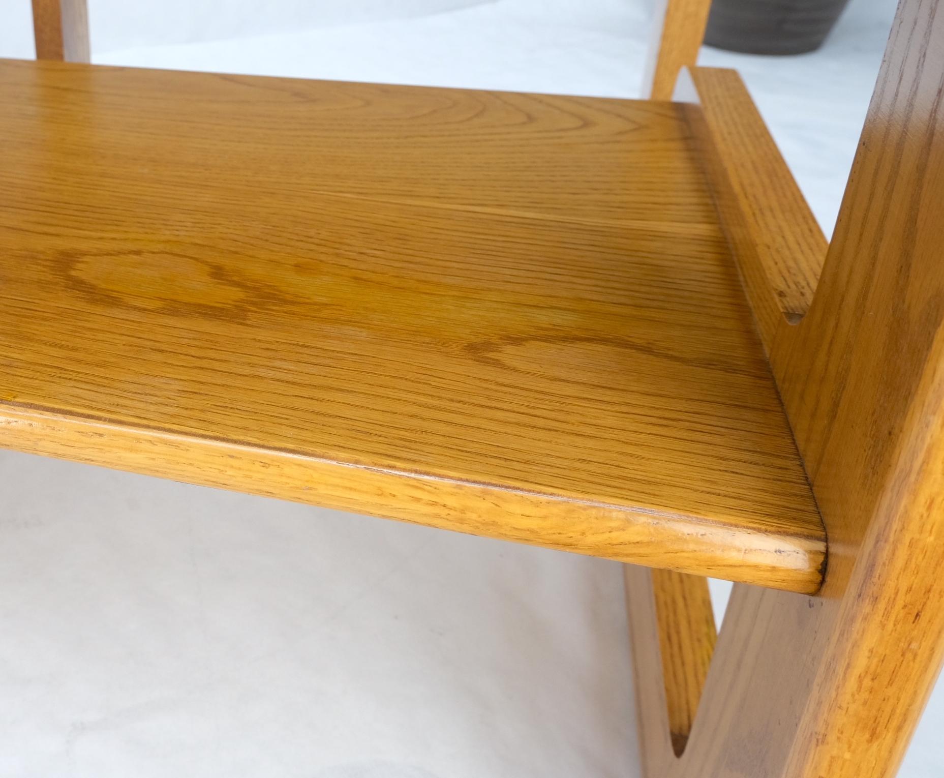 EstablishedLines Pair of Mid-Century Solid Oak Smoked Glass Top End Side Tables W Shelves Mint!