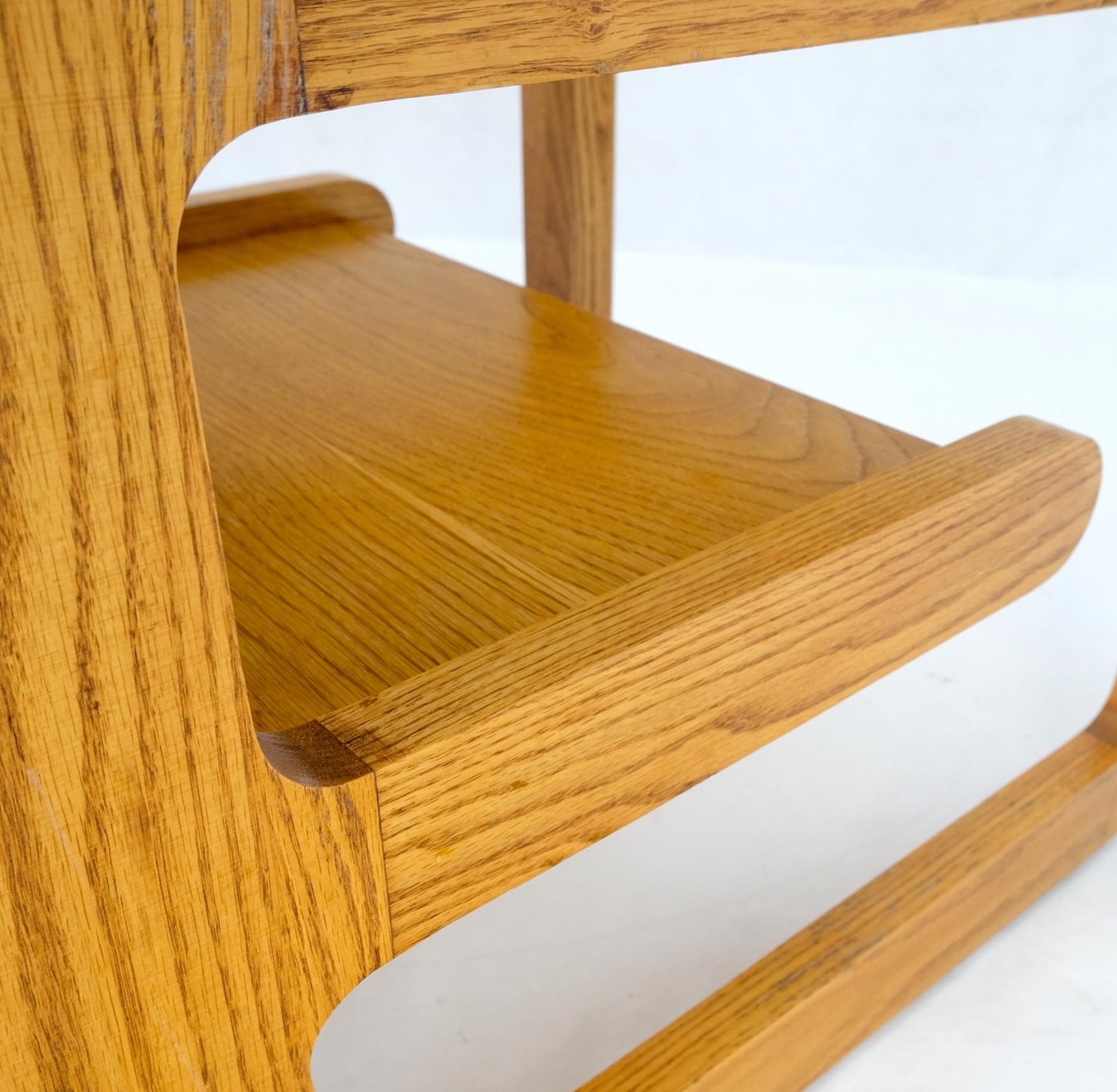 EstablishedLines Pair of Mid-Century Solid Oak Smoked Glass Top End Side Tables W Shelves Mint!