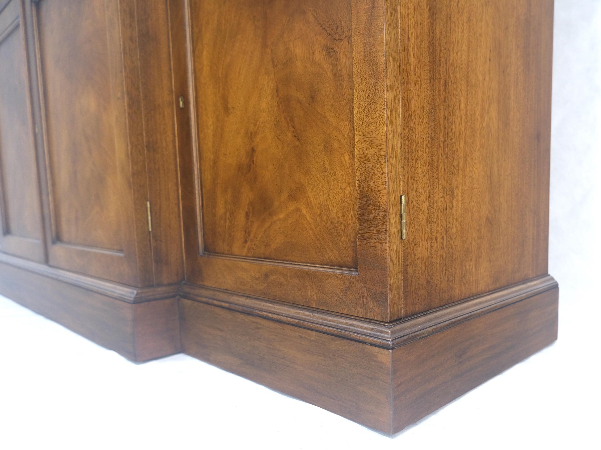 EstablishedLines Large Wide Mahogany Individual Bubble Glass Panes Doors Breakfront China Cabinet