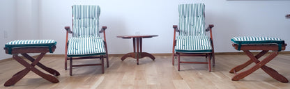 EstablishedLines Tricomfort Made in France SOLID Rosewood Lounge Chairs Ottomans Coffee Table